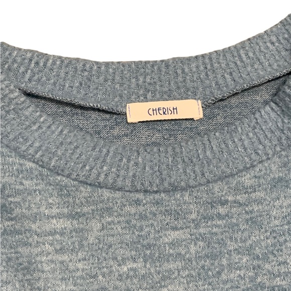 Cherish Light Blue Oversized Sweater Coastal Grandma Style Size Small Wide Cuff - Picture 3 of 7